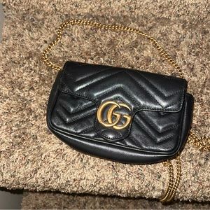 Gucci Marmont Super Mini bag in black leather gold hardware